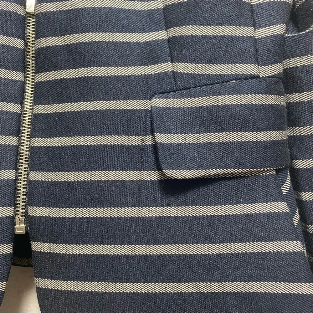 Zara Blue Striped Peplum Pocket Career Blazer Jacket, Large NEW - Picture 5 of 14